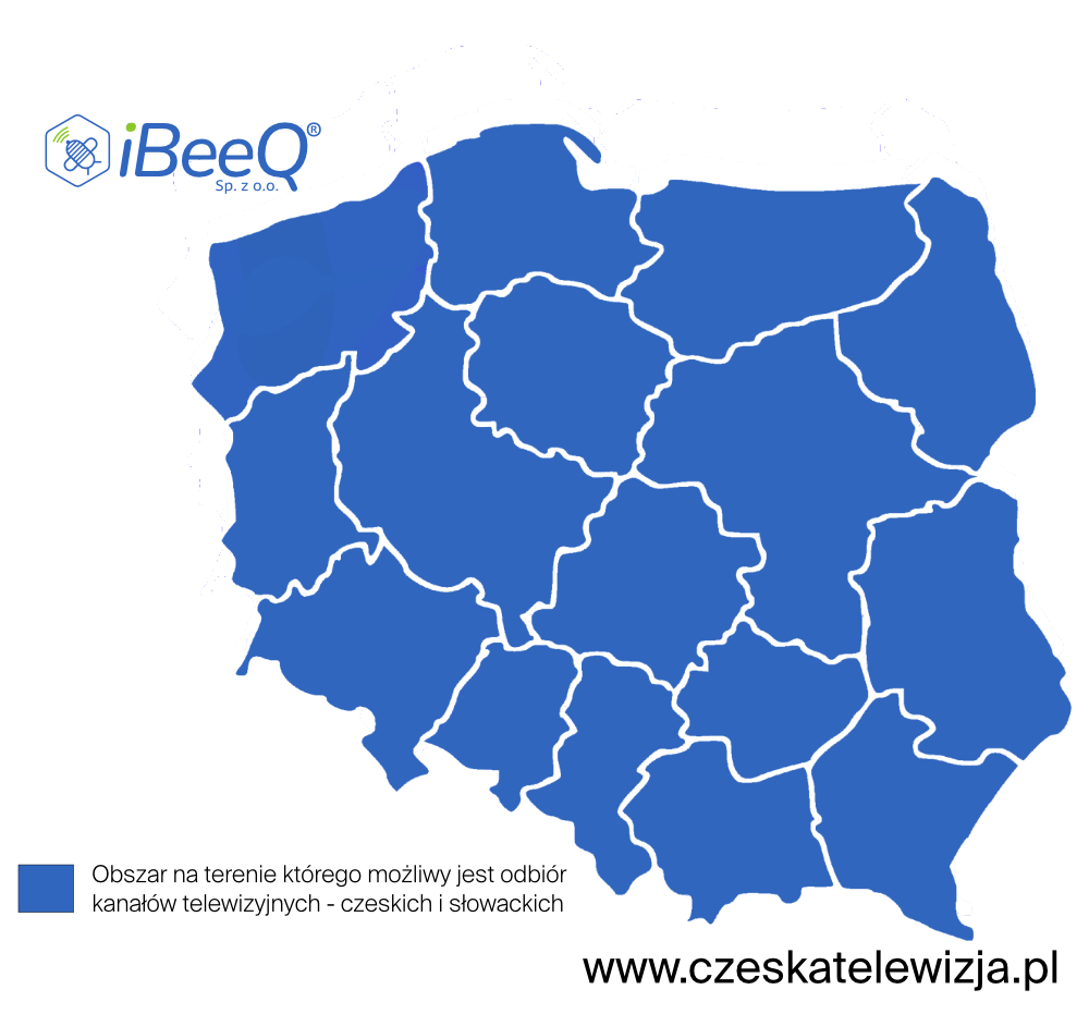 Mapa zasięgu odbioru czeskich i słowackich kanałów w Polsce – naziemnie głównie południe; IPTV/SAT dostępne w całym kraju